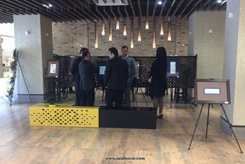 گزارش تصویری از نمایشگاه آثار شکسته نستعلیق مینا سعیدان در هتل امیران نیشابور