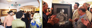 گزارش تصویری از افتتاحیه نمایشگاه آثار خوشنویسی استاد علی‌اشرف صندوق‌آبادی با عنوان دیباچه‌ عشق در نگارخانه‌ ترانه باران