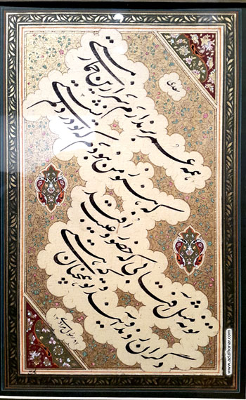 آثاری از نمایشگاه آثار خوشنویسی اساتید رسول مرادی و مجتبی سبزه در فرهنگسرای نیاوران ، آذرماه 1395