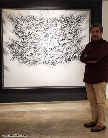 تصاویری از برگزاری نمایشگاه آثار خط نقاشی استاد احمد محمدپور با عنوان رقص قلم در گالری کاما